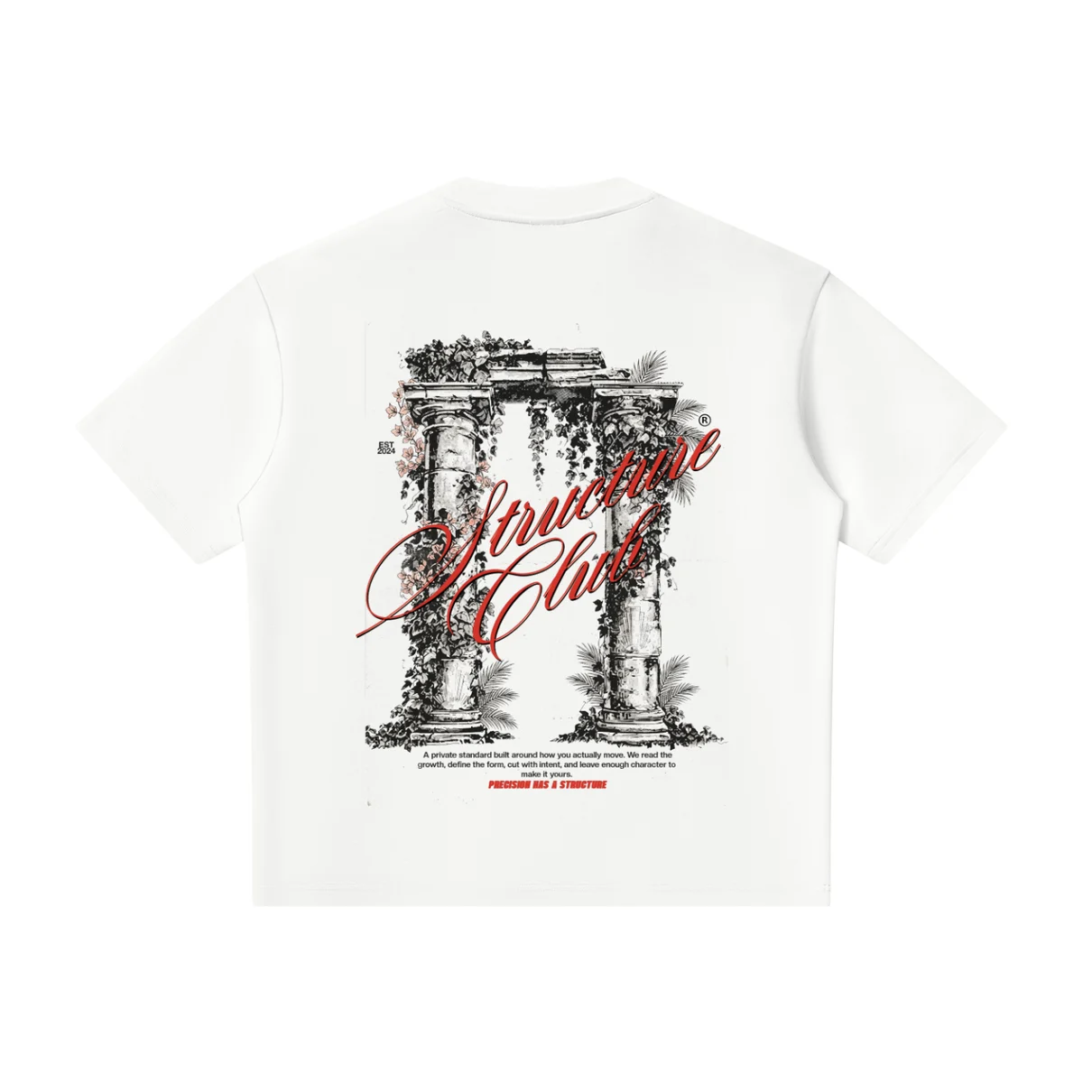Structure Club Column Henley — back, classical columns graphic