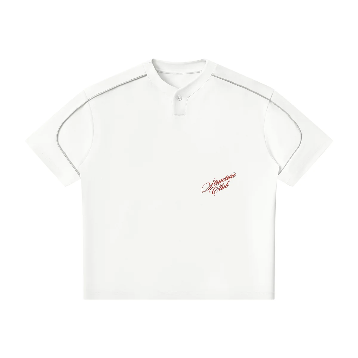 Structure Club Column Henley — front, small red Structure Club script