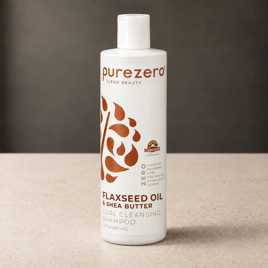 Purezero Flaxseed Oil and Shea Butter Curl Cleansing Shampoo 12 fl oz bottle